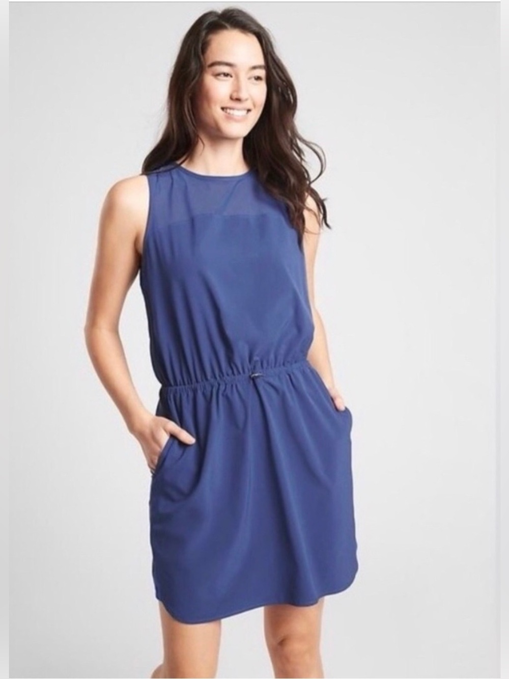 Athleta Sleeveless Midi Dress in Deep Blue